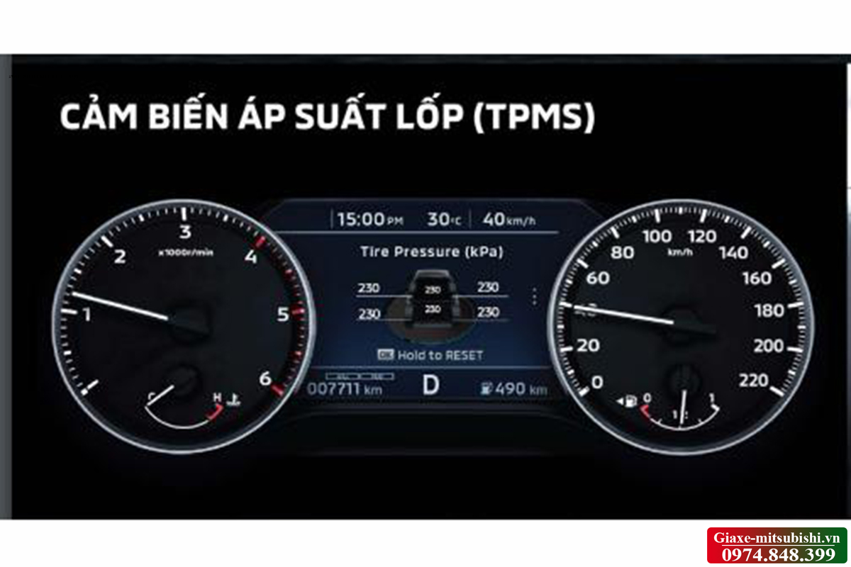 Triton 4wd at được trang bị cảm biến  áp suất lốp
