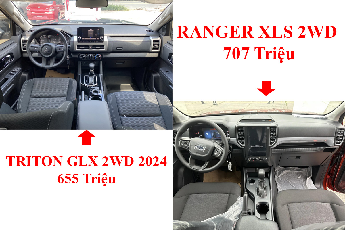 So sánh xe bán tải Mitsubishi Triton 2024 GLX với Ford Ranger 2024 XLS